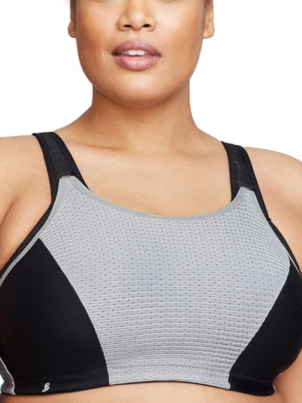 Glamorise ✨ Double-Layer Custom-Control Sport Bra 1166 Grey/Black NWOT 38DD